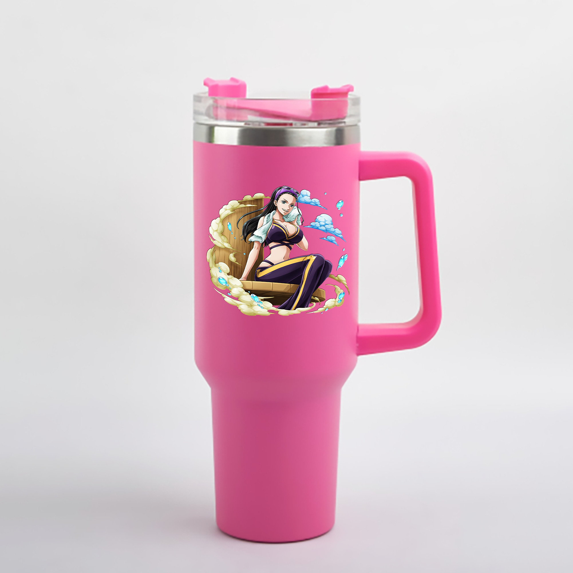 ワンピース ニコ・ロビン ONE PIECE Nico Robin 1200mL車用タンブラー - クリスタルステッカー（プラスチックストロー付き）